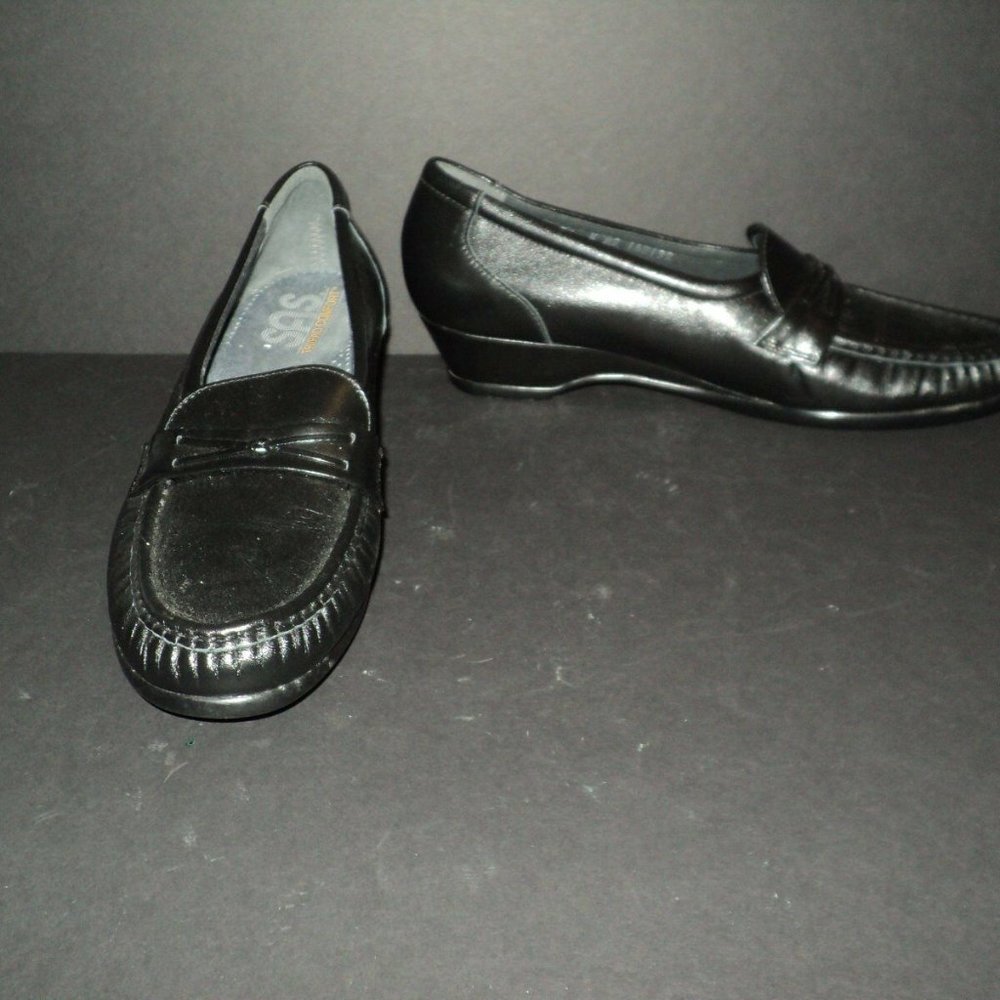 SAS Tripad Easier Dress Moc 9.5 Narrow Black Moccasin Shoes